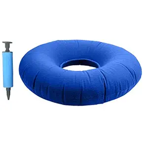 Ecanvas Inflatable Donut Cushion Tailbone Pillow Hemorrhoid Cushion, Pain Treatment Relief for Coccyx Pain Bedsores Child Birth Pregnancy - Deep Blue