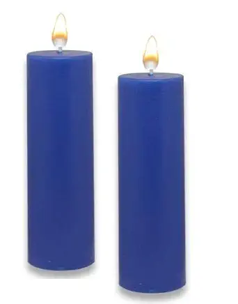 DELHI CANDLES Home Made Hand Crafted Smooth Pillar Candles, Set of 2 for Home Dcor/Meditation/Aroma/Reiki/Party/Romantic Dinner/Christmas & Other Occasion (Blue, 2X6)