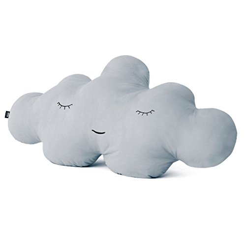 Paparajote Factory Cloud XXL Paloma Puff de algodón con Forma de Nube, desenfundable, 120 x 60 cm, Gris, 60 x 120 cm