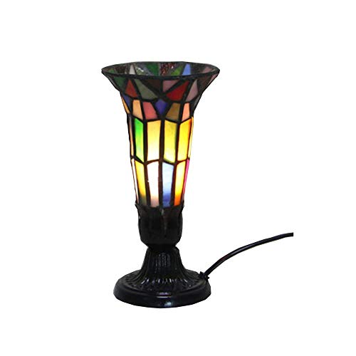 Preisvergleich Produktbild Barbara Tiffany Stil Nachtlicht, Schwarzer Schmiede Glas Schlafzimmer Bettlampe, Kreative Persönlichkeit, Rosen Blume-Morgenruhm Florale Dekorations Lampe, E14-Basis,Morningglory