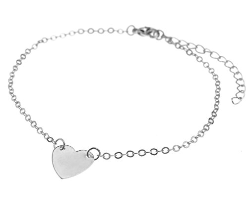 Preisvergleich Produktbild Fußkettchen HERZ Design Kette Anklet Fußkette Silber Farbe
