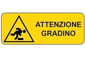 SOCIAL CRAZY CARTELLO SEGNALETICO UNI - attenzione al gradino - Con Adesivo in Vinile e Pannello in Forex (Adesivo)