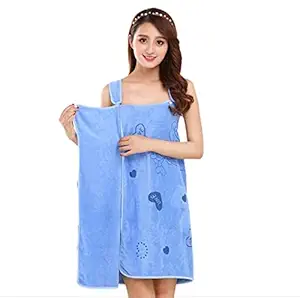 Khillayox Microfiber Lady Bath Soft Convenient Wearable Towel 400 GSM, SPA Shower Towel, Fast Dry Women Beach Dress, Bath Skirt Lady Wearable Drying Girl Dress - (Set of 1, Sky Blue)