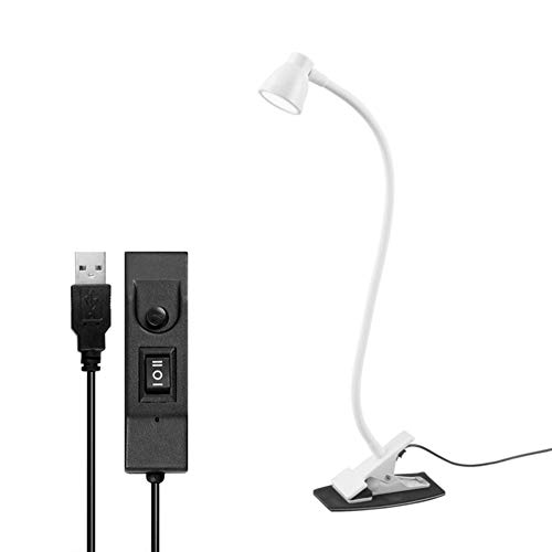 Kampeaburr Adjustable Led Clip Desk Light, Eye Protection Reading Table Light, Reading Desk Lamp - USB Connection, Table Lamp for Bedside, Office Desk Lighting (White)