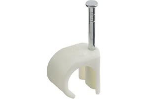 GTSE Fermacavo rotondo bianco, per cavi 14-20 mm, scatola da 50, clip per unghie in filo di battiscopa, puntini per Ethernet, cavi elettrici, pareti