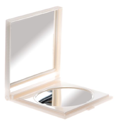 Danielle 17 x 14cm Folding Travel Mirror x 6 Magnified Pearl White