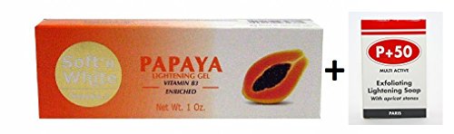 Soft n White Papaya Skin Lightening Gel 30g with P+50 Exfoliating Soap 200g