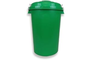 Oipps INVOPAK - 100 Litre Green Dustbin with Lockable Lid 100% Recycled Plastic Ideal For Outdoor Waste Garden Animal Feed DIY