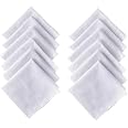 Protokart Combed Cotton Premium Collection Handkerchiefs Hanky For Men, White with White Strip XXL, Pack of 12 (46 x 46 inch)