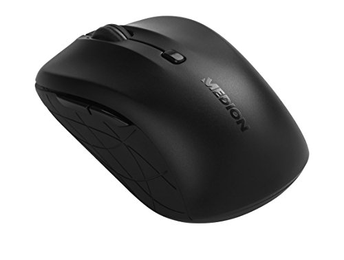 MEDION LIFE E83051 Bluetooth Maus  Bluetooth 3 0  bis zu 5 m Reichweite  Scrollrad mit Tastenfunktion  zus  tzliche Daumentasten  schwarz
