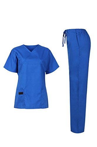 MedPro Women's Medical Scrub Set (Top &amp; Bottom) Royal Blue M (5868)