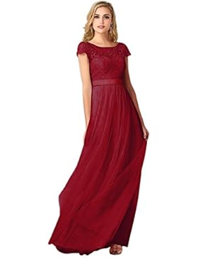 MisShow®Damen Spitze Applikation Ballkleid Lang Rückenfrei Abendkleid Brautjungfernkleid Cocktailkleid 2017