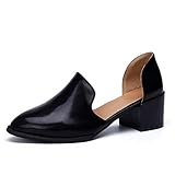 vintage schuhe damen berlin Lässige Loafers mit spitzer Zehenpartie, mittlerer Ferse und PU-Lederobermaterial, niedriger Blockabsatz für einen perfekten Casual Look.