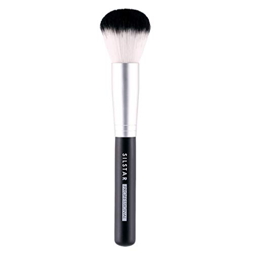 SILSTAR PROFESSIONAL ROUND KABUKI BRUSH, CRUELTY-FREE SYNTHETIC HAIR FACE BRUSH FOR FLAWLESS MAKEUP APPLICATION MADE IN KOREA SPB002
