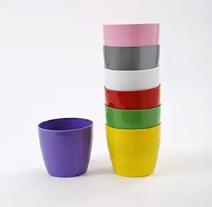 CAPPL Plastic Pot, Multicolour, 5 in, 6 Pieces