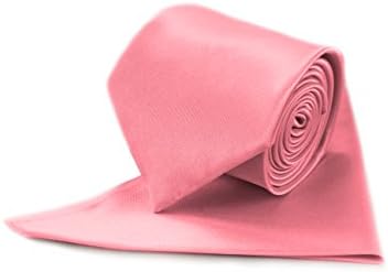 Men's Plain Tie, Matching Pocket Square. Men's Formal Ties. Smart Fromal Neck Tie For Men. Fine Satin Shine, Pink