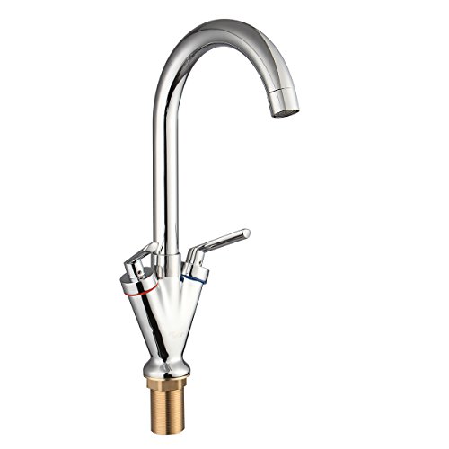 TAPCET Wasserhahn Küche Mischbatterie Armatur einhebel Küchenarmatur mit Zweigriff Drehbar Spüle Chrom Hahn Silber für Bad oder Küche - 2