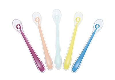 Badabulle Babymoov Lot de 5 Cuillères en Silicone pour Bébé 1er Age