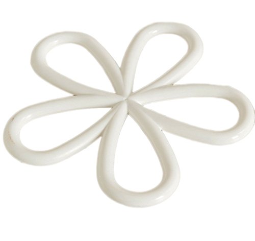 CAOLATOR Isoliert Mat Plum Form Verbrühschutz Isoliermatte Anti Rutsch-Tisch PVC potholder Küche Platzdeckchen Deckchen Weiß