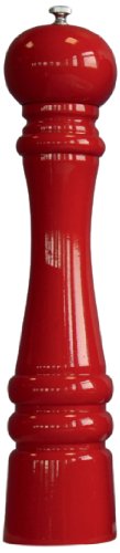 Amefa 675514PE05959 Pfeffer-, Salz- und Gewürz-mühle aus Eukalyptusholz mit Keramikmahlwerk hochglänzend, 35 cm, rot