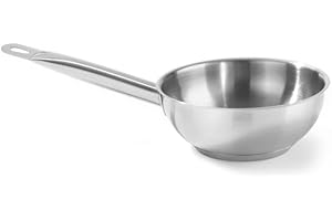 HENDI Sauteuse, geeignet für alle Herdarten, flacher Boden, kühl bleibende Griff, mit Aufhängeöse, Bauernpfanne, Schwenkpfanne, 1L, ø160x(H) 63mm, Edelstahl, Aluminium