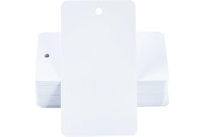 SOFPLATE 100 pz Etichette di Spedizione Bianche Vuote Etichette di Plastica Impermeabili Rettangolo 5 x 9cm Etichetta Identificativa Del Nome Appesa Etichetta con Occhiello Fili Etichettatura per Iden