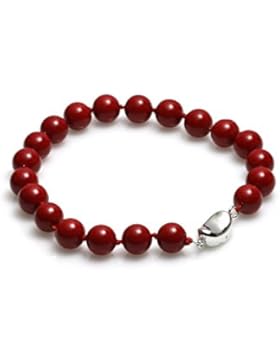 Schmuckwilly Muschelkernperlen Perlenarmband Perlen - MuschelkernPerlen Armband rot Hochwertige mb0028