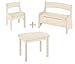 Savings set: Levin table, chair and bench. Biological solid wood, Farbe:Weiß (Möbel)