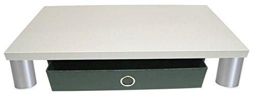 Monitorständer mit Schublade - Bildschirmständer Monitorerhöhung Schreibtischregal Ergonomisches arbeiten mit PC und Mac. Holzart: (Alu Dekor)