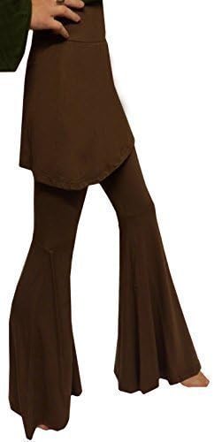 BROWN FLARED TROUSERS WITH MINI SKIRT COMBO FLARES S M 8 10 12 psy trance yoga boho hippie
