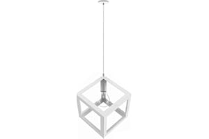 VETRINE INRETE Vetrineinrete® Lampadario da soffitto pendente a sospensione a forma di cubo 3d stile geometrico portalampada e27 per cucina soggiorno (Bianco) Z63