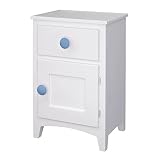 1 Cajón + Puerta Juvenilesoutlet Mesita de Noche Infantil con Puerta Redondo (Pomo Redondo Azul)