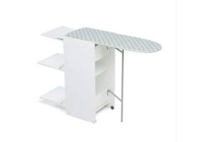 Foppapedretti 9900303310 Chariot avec table de repassage 2 étagères en bois de peuplier Blanc