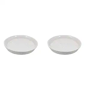 Lasaki Circular Plate Tray (Set of Two) Ceramic Pots for Indoor Plants,Planters,Flower,gamla,Outdoor,Succulent(Color: White)(D:13 cm,H:1.5 cm) cir002