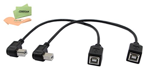 cerrxian 22,9 cm USB2.0 B Kabel Combo USB 2.0 B Winkel links & rechts Winkel Stecker auf USB 2.0 B Buchse Daten Sync Kabel (1 Paar & # xff09;