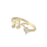 Emorias 1 Pcs Note Shape Woman\'s Ring Fashion Beautiful Open Ring Jewelry Accessories Ring Can be Adjustable Lover Gift