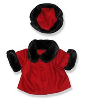 RED VELVET COAT FITS 15 INCH BUILD A BEAR FACTORY