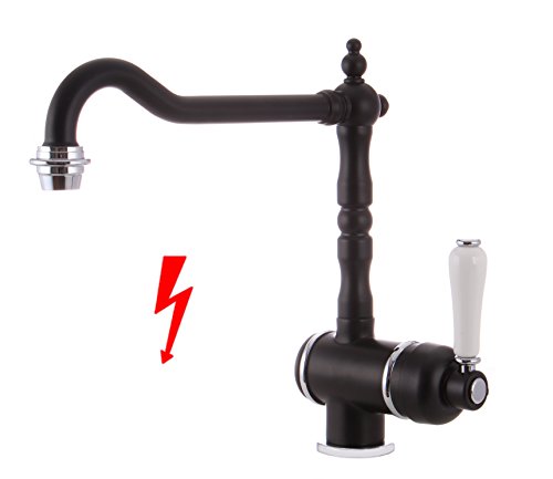 Grünblatt Niederdruck Nostalgie Landhausstil Schwarz matt Küche Armatur Küchenarmatur Einhebelmischer Wasserhahn küchenarmaturen armaturen