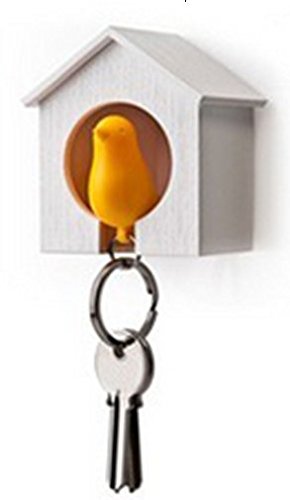 NO:1 Kunststoff Hausspatz Vogel Schlüsselanhänger + Schlüsselanhänger + Whistle - WhiteYellow Vogel