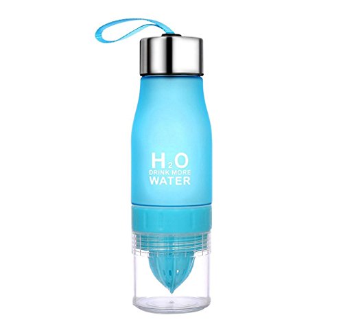 Elyseesen Bouteille 650ML Citron Cup H2O Boire Plus d'eau Potable Bouteille de véloWater Bottle Portable Leak-Proof Camping Water Cup 550ML (Bleu)