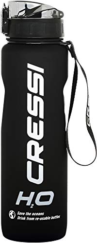 Cressi Water Bottle H20 Frosted, Borraccia Sportiva Unisex, Nero, 1000 ml