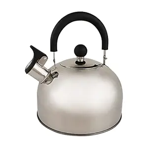 Be Cool , Kettle with Whistle , Premium Quality , Durable , Food Grade Stainless Steel, Hot Water Fast to Boil, Cool Touch Folding Handle, for Modern Home Office & Kitchen (Silver) , 2.3 L