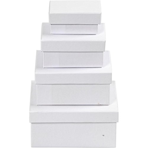 Rechteckige Geschenkkartons, Größe 5×7,5+7×9,5 cm, Größe 8,5×11,5+11×14 cm, weiß, 4sort., H: 3,5+4,5+5,5+6,5 cm - 2