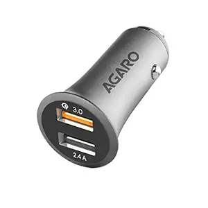 AGARO 5.4 Amp Dual Port Quick Car Charger (Qualcomm Certified) for All Smartphones & Tablets
