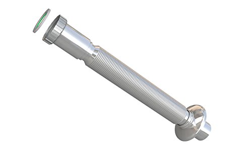 Abgangsrohr flexibel-1.1/4 verchromt ausziehbar Ausgang von 32 mm, mit Rosette. Für Waschtisch und Bidet