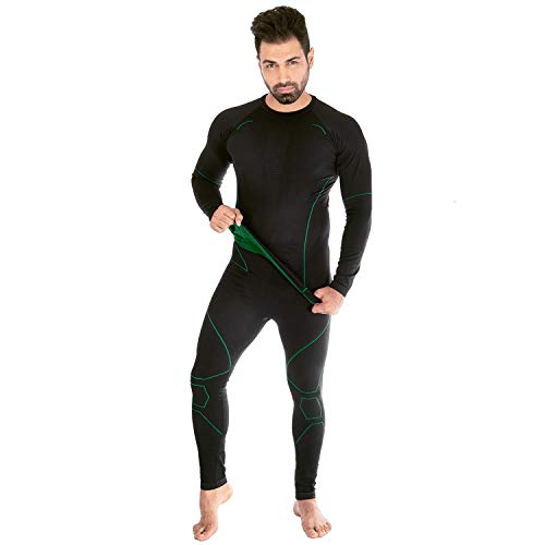 Black Snake® Funktionsunterwäsche Set neverest | Seamless Herren Thermounterwäsche | Thermo Unterhemd + Unterhose - Schwarz/Grün - M/L