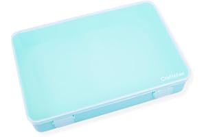 Craftelier - Scatola organizzativa per scrapbooking e materiali artigianali con coperchio trasparente | Impilabile con scatole uguali | Dimensioni 26,5 cm x 17,8 cm x 4,3 cm - Turchese