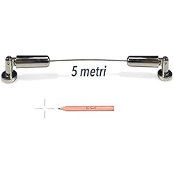 Cable de acero para cortina, 5 metros, ajustable, de acero, regulador