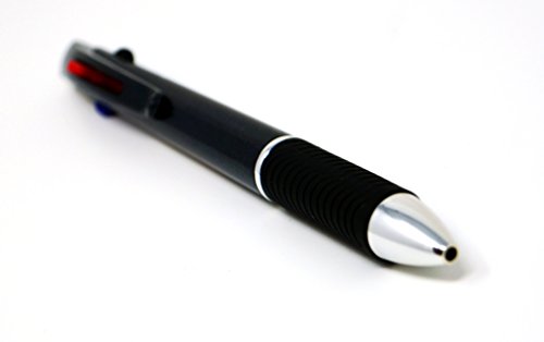 allpremio 4-Farbkugelschreiber Grip Profi schwarz metallic Design, Kugelschreiber mit ergonomisch gummierter Griffzone und Clip | 4 Farben – Blau Schwarz Rot Grün | Leichtlauftinte für komfortables und angenehmes Schreiben (3 Stück) - 4