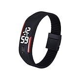 BaZhaHei Damen Uhren Mode Männer elegant Frauen Gummi LED Uhr Datum Sport Armband Digital Armbanduhr (Schwarz)